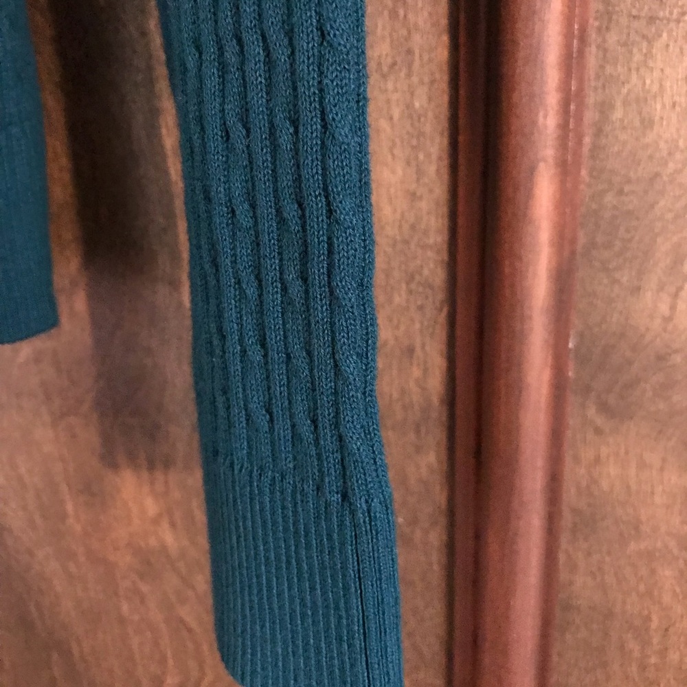 Jeanne Pierre Teal Cable Knit Turtleneck - Picture 4 of 5